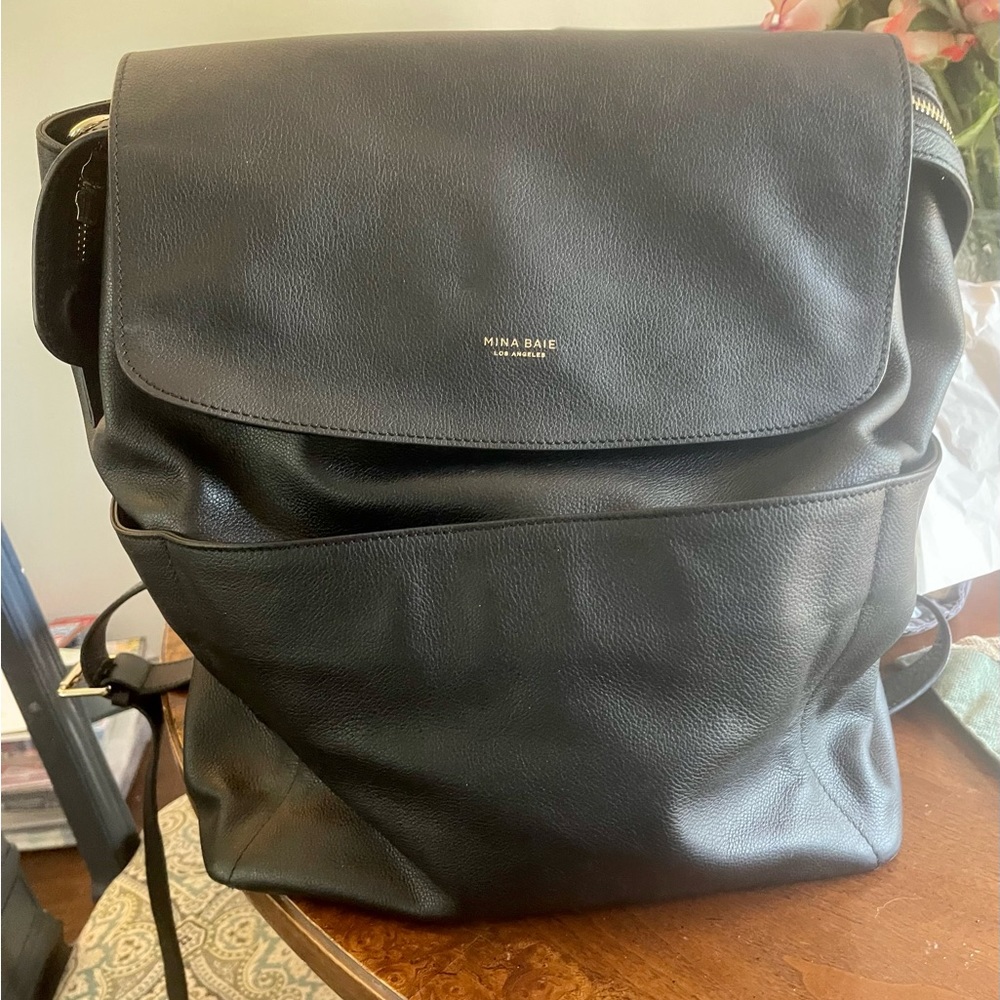 Mina Baie Full Kinney Backpack-Black Full Grain Leather (not Vegan)
